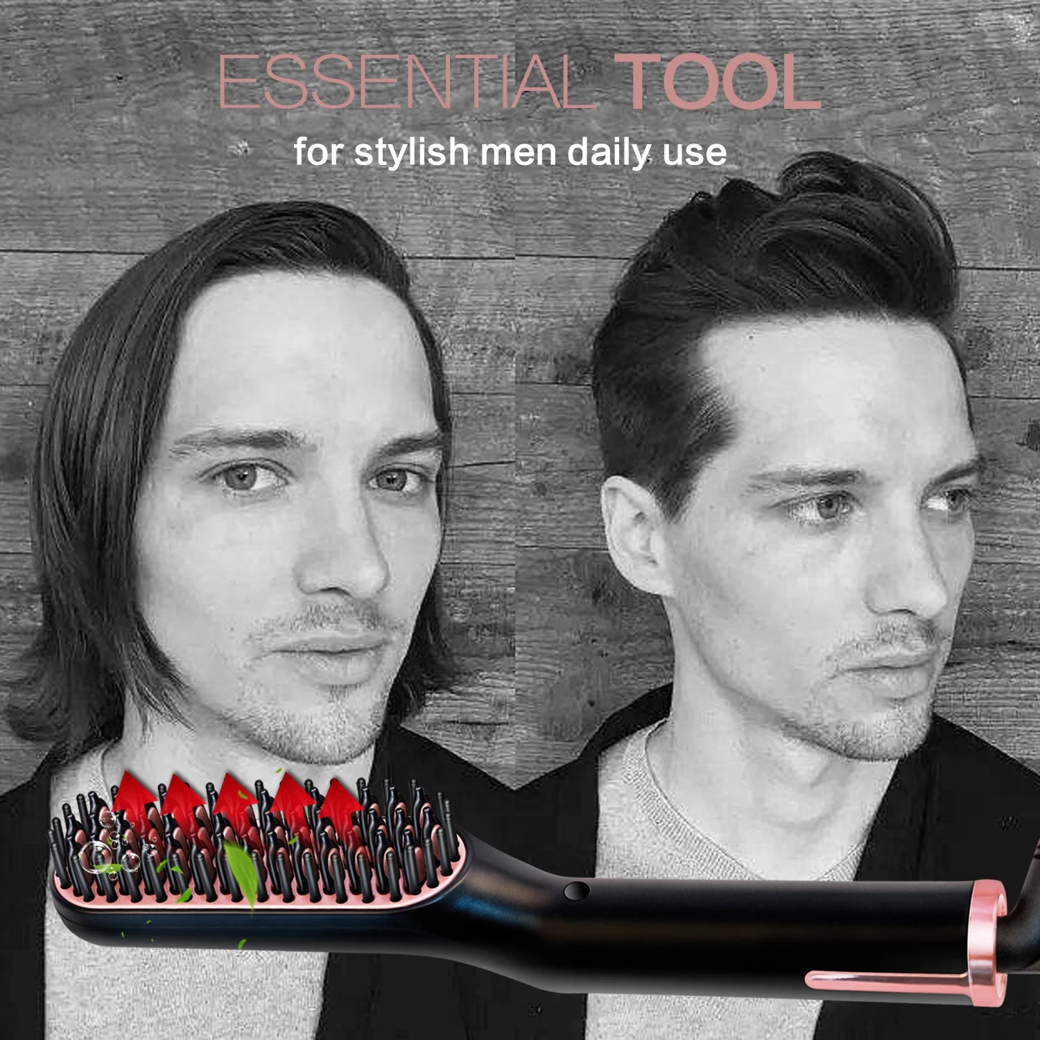 Hot Comb Straightener Heating Comb for Men Beard Electric Negative Ion Hair Straightening Brush Wet Dry Use Quick Hair Styler