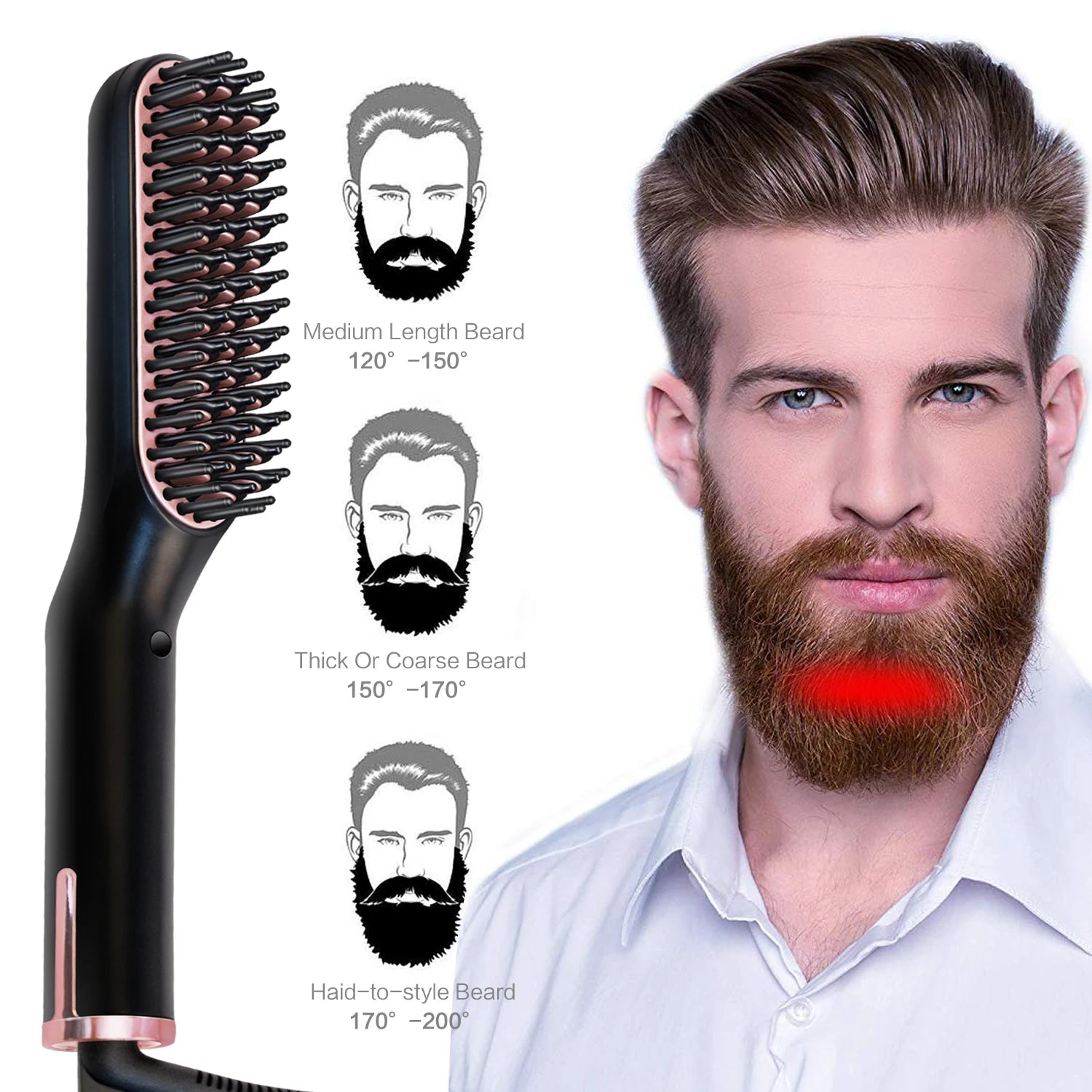 Hot Comb Straightener Heating Comb for Men Beard Electric Negative Ion Hair Straightening Brush Wet Dry Use Quick Hair Styler