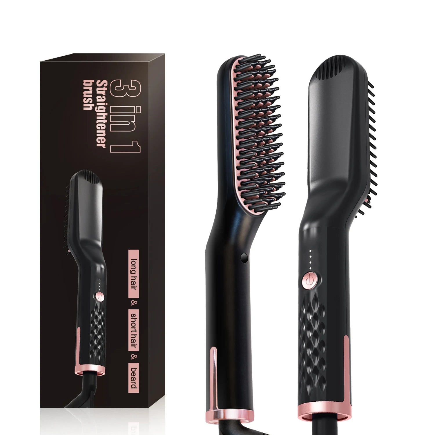 Hot Comb Straightener Heating Comb for Men Beard Electric Negative Ion Hair Straightening Brush Wet Dry Use Quick Hair Styler