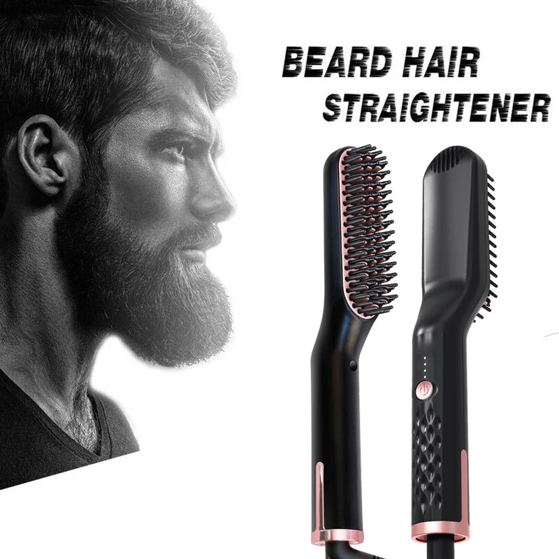 Hot Comb Straightener Heating Comb for Men Beard Electric Negative Ion Hair Straightening Brush Wet Dry Use Quick Hair Styler